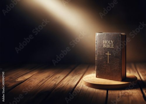 beautifu old holy bible with mystic light and copy space like religious, especially Christian religion, concept