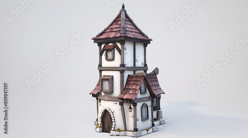 3D Unreal low-poly building model a cartoonish vintage house