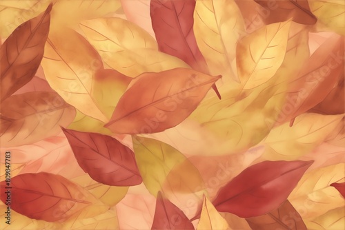 Watercolor of Autumn Leaf Cluster seamless pattern