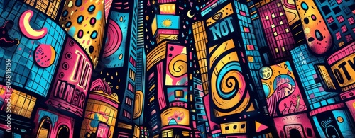 Colorful background of vibrant graffiti in New York City