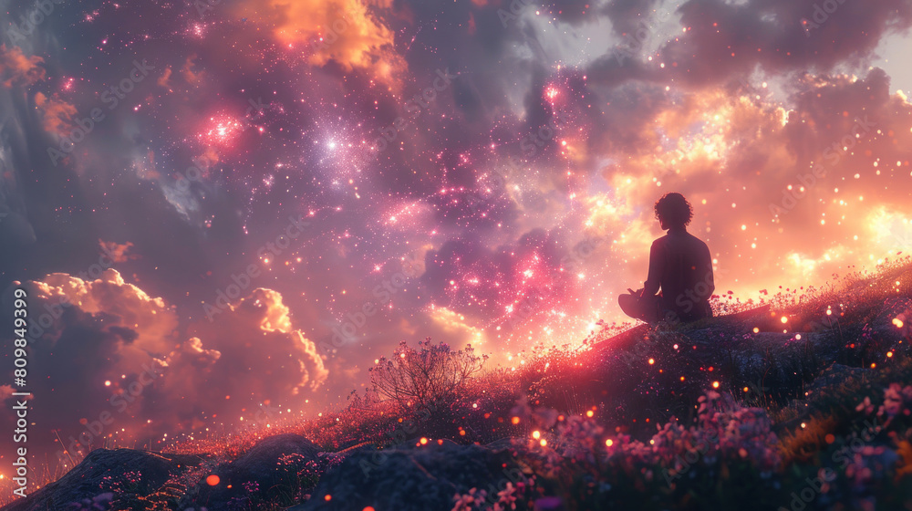 Obraz premium Meditation, listen to the whispers of the universe as it speaks to you through the language of the heart.