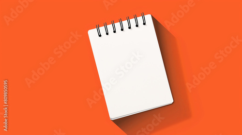 Blank Notepad on Vibrant Orange Background with Minimalist Design photo