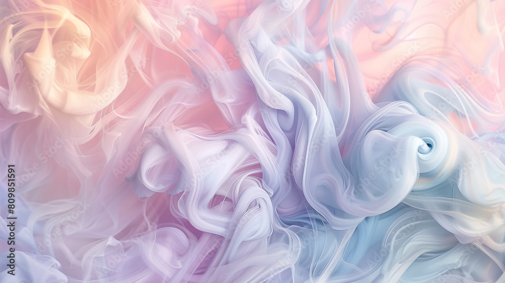 Fototapeta premium Smoke swirling in a pattern that resembles the swirling brush strokes of an impressionist painting, in a blend of pastel colors.