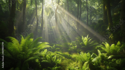 sun rays in the forest