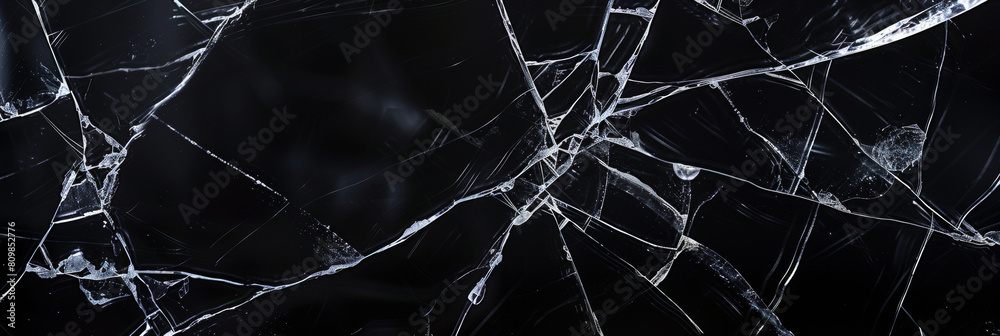Cracked Glass Texture in Dark Tones Abstract Background
