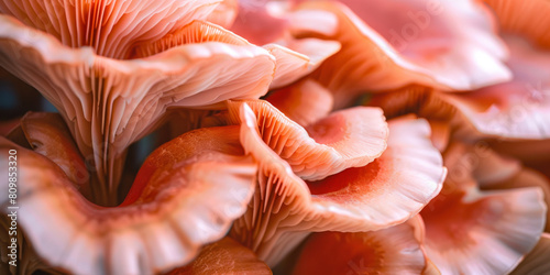 Close Up View of Vibrant Orange Mushrooms with Detailed Gills
