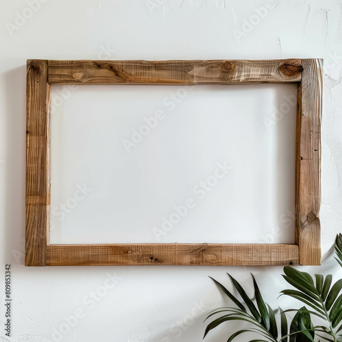 Simple wooden digital art frame in 16:9 aspect ratio, perfect for modern decor. AI generative enhances digital innovation. photo