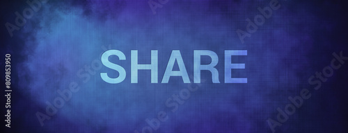 Share isolated on fabric blue banner background abstract