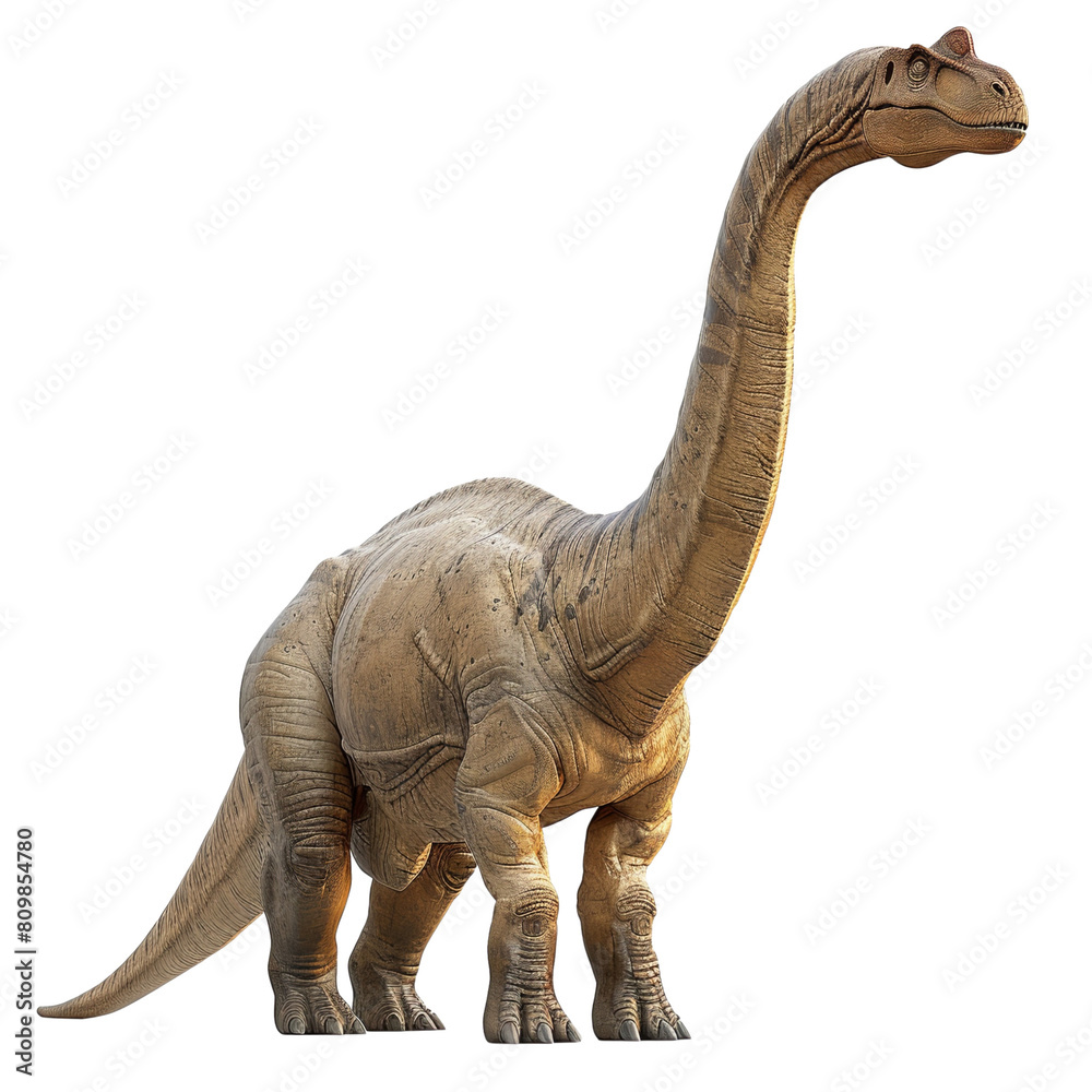 Obraz premium Apatosaurus model is depicted in a natural 3d render, transparent background, PNG