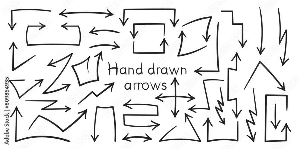 Set of hand drawn arrows Set of hand drawn arrows
