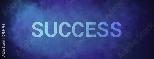 Success isolated on fabric blue banner background abstract