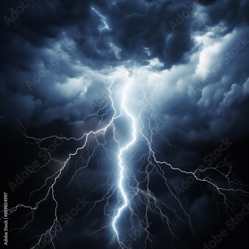 An Electrifying Display of a Lightning Bolt Splitting the Night Sky
