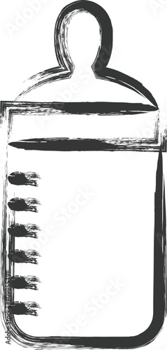 育児関連の筆書き単品イラスト　哺乳瓶