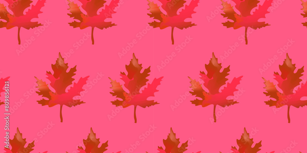 Autumn seamless pattern with bright pink maple leaves. Vector decorative background for printing on fabric, paper packaging, seasonal festivals and holiday design. Autumn seamless pattern with bright pink maple leaves. Vector decorative background for printing on fabric, paper packaging, seasonal festivals and holiday design.