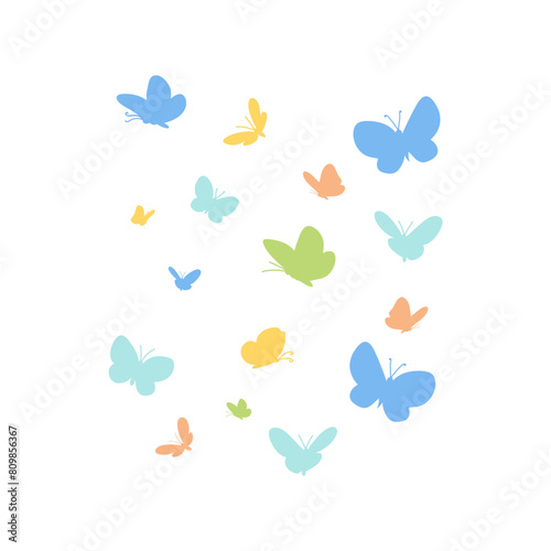 Flying colorful butterflies