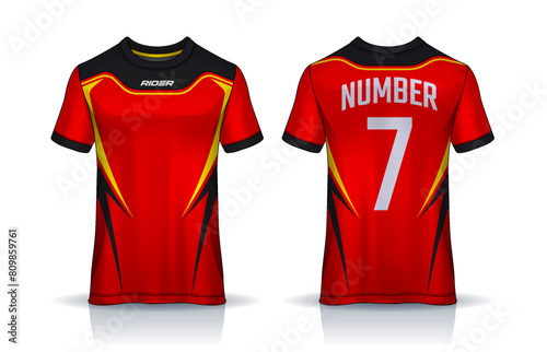 t-shirt sport design template, Soccer jersey mockup for football club. uniform front and back view.	