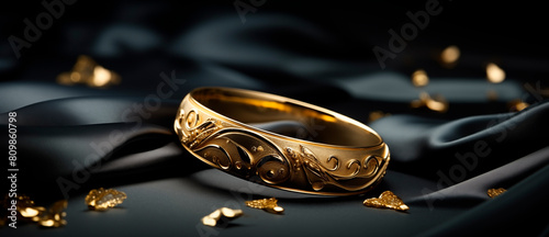 Gold ring on an attractive graphic composition