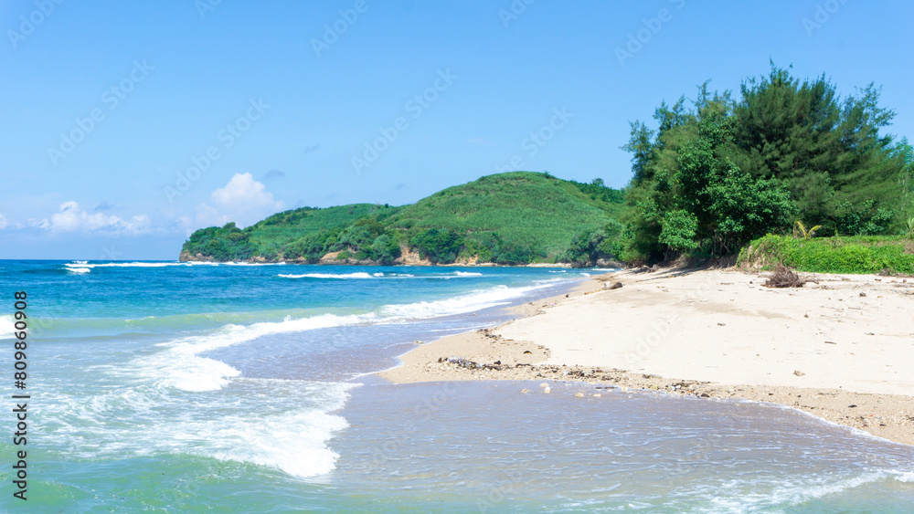 Fototapeta premium The beautiful sumur gemuling beach. This beach is in Blitar, East Java, Indonesia