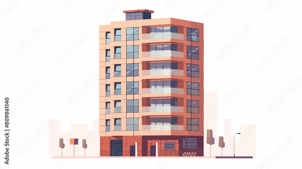Tall multistory city panel building built in modern a