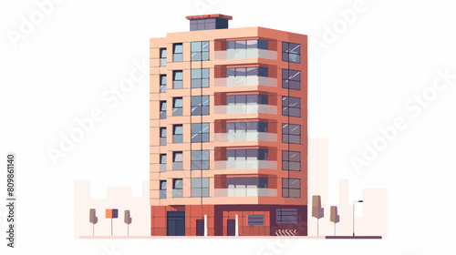 Tall multistory city panel building built in modern a photo