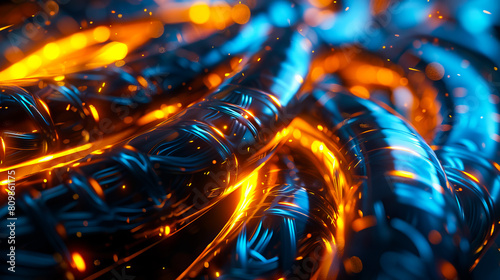 A close up of a black and orange wire.