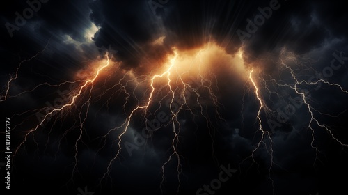 Awe-Inspiring Display of Intense Lightning Bolts Illuminating the Night Sky