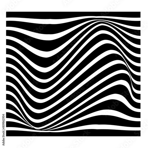 Psychedelic vector background with black waves distortion