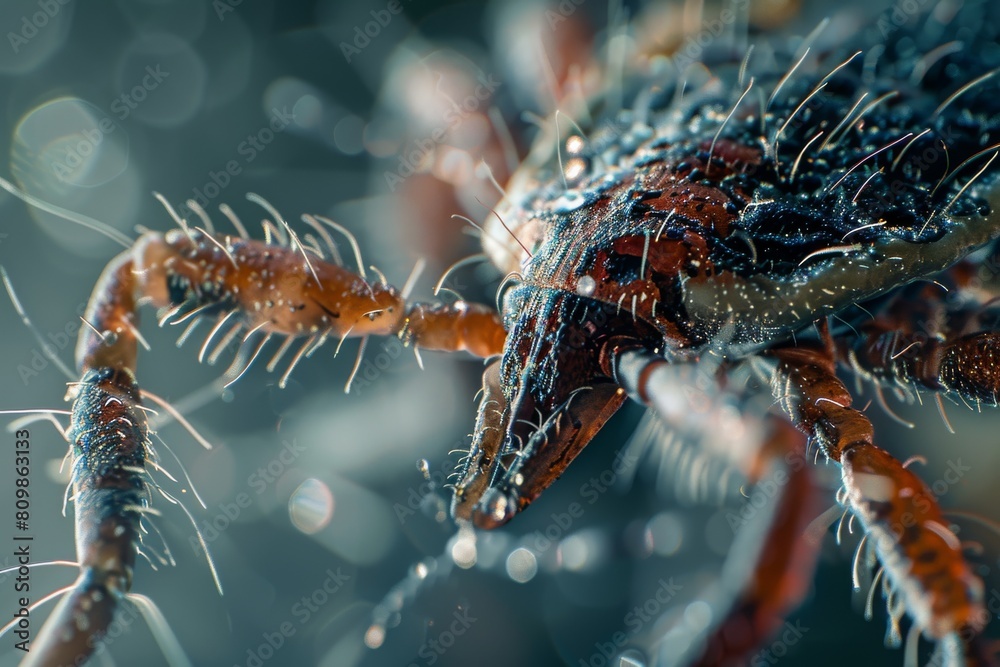 Insect monster bites, encephalitis tick macro dust mite, horrible ...