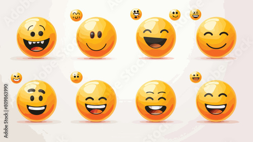 Set of cute smiling emoticons. Set of Emoji. Smile ic