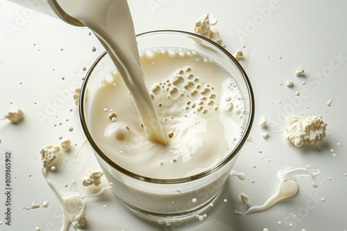milk pouring into a glass photo
