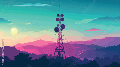 Radio tower telecommunication broadcasting mast with photo