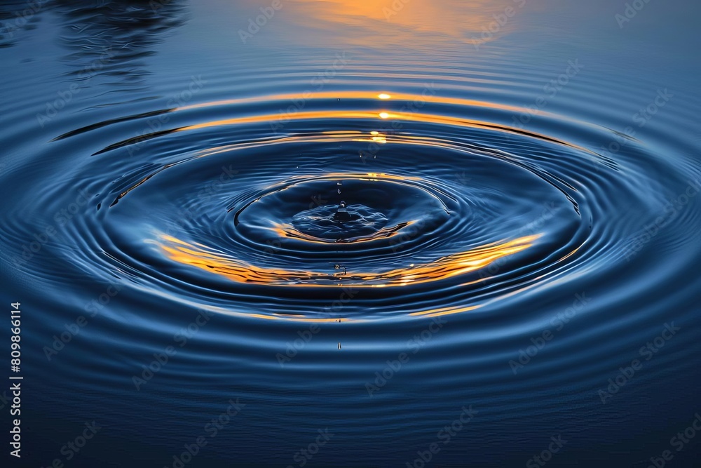 A single drop of water creates ripples in a still pond, disturbing the peace and tranquility of the water's surface