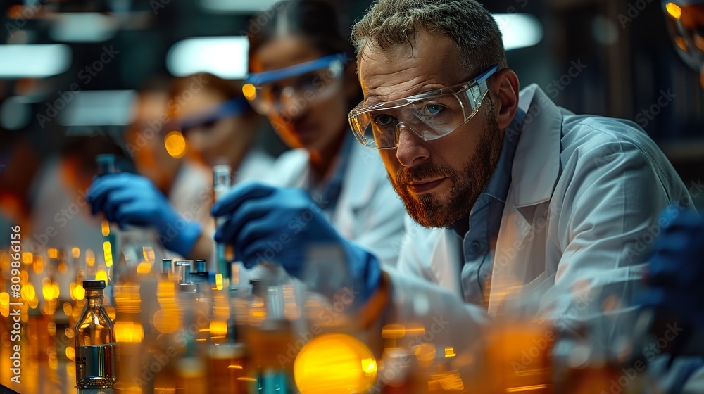 Focused Scientists Conduct Research in Modern Laboratory Focused Scientists Conduct Research in Modern Laboratory