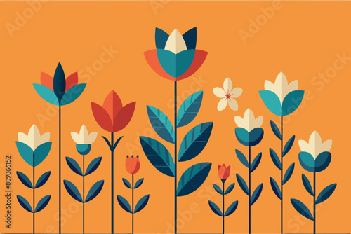 Stylized flora in a harmonious blend of colors, evoking a serene setting