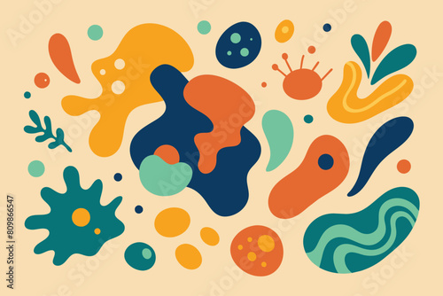 Set of abstract organic shape. hand drawn doodle art. vector blob design