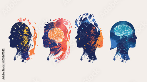 Mental disorder illness concept. Four of illustration photo