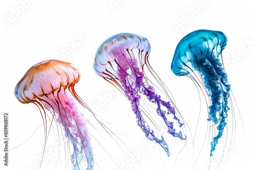 Dreamy jellyfish aquarium photo on white isolated background © Aditya