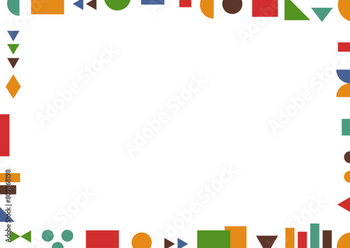 カラフルなかわいい積み木のイメージの幾何学のフレーム A3