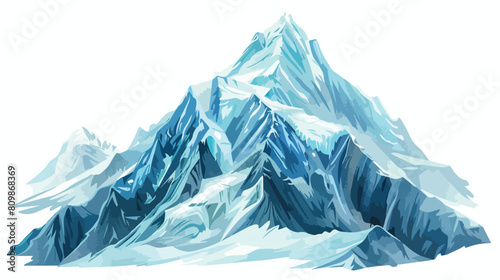 Mountain ridge with top or summit covered with ice isolated