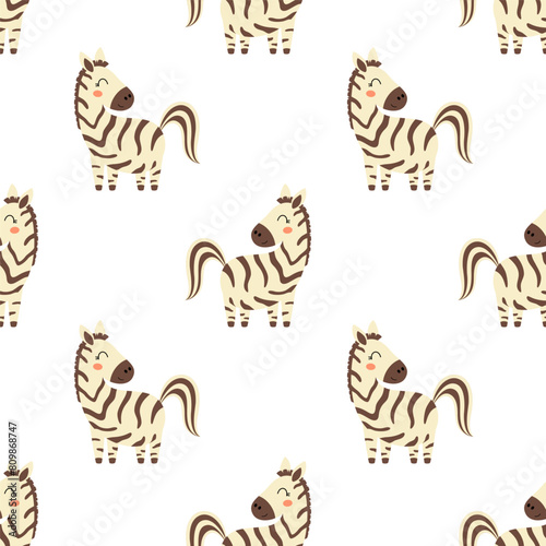 seamless pattern with cartoon zebra