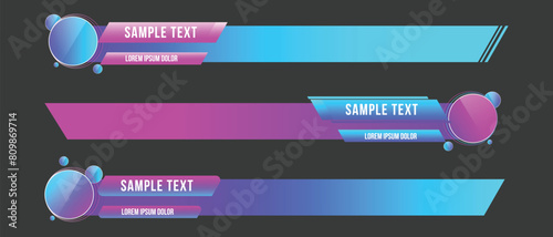 Creative banners design template. Set of TV banners and bars for news and different concepts, streaming and broadcasting. Collection of neon lower third for tv banners or news.