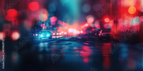 abstract background blur bokeh light street at night time with speed motion perspective, blurred thrilled, Generative Ai © QuietWord