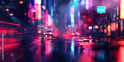 abstract background blur bokeh light street at night time with speed motion perspective  blurred thrilled  Generative Ai