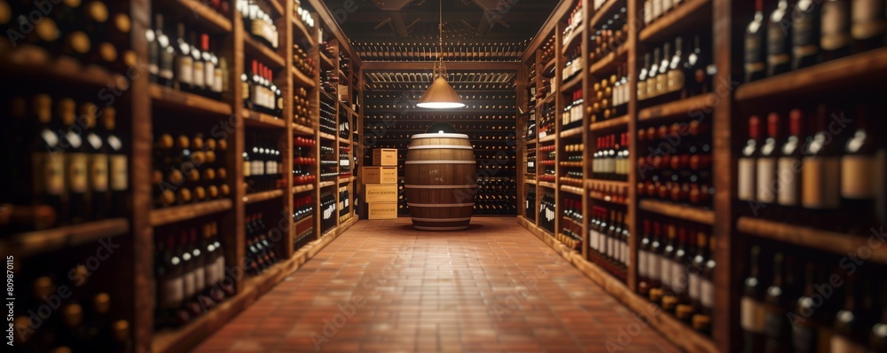 the wine cellar, many bottles, collection