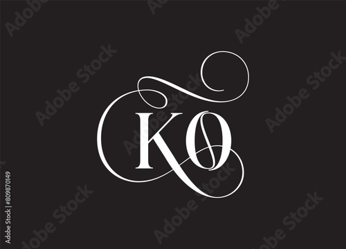 KO  latter ligature typography logo design template