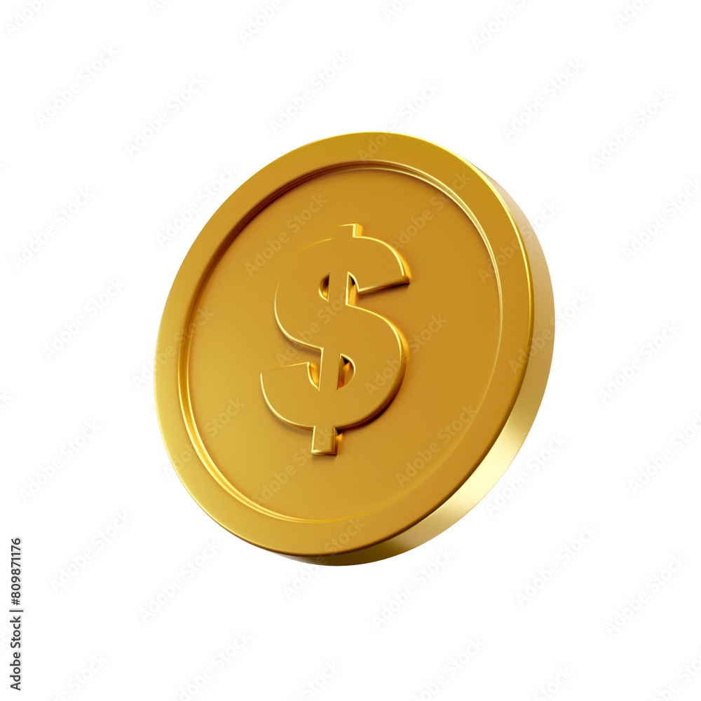 3d icon gold coin with dollar sign 3d icon gold coin with dollar sign