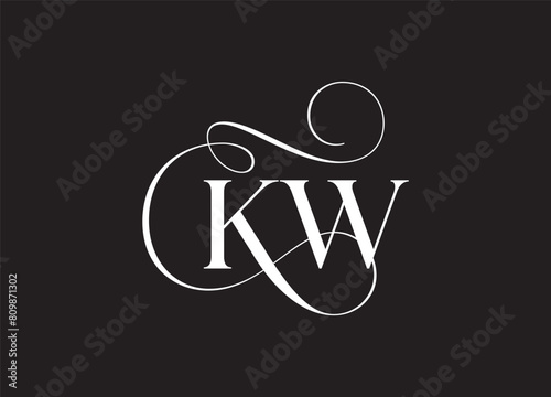 KW latter ligature typography logo design template
