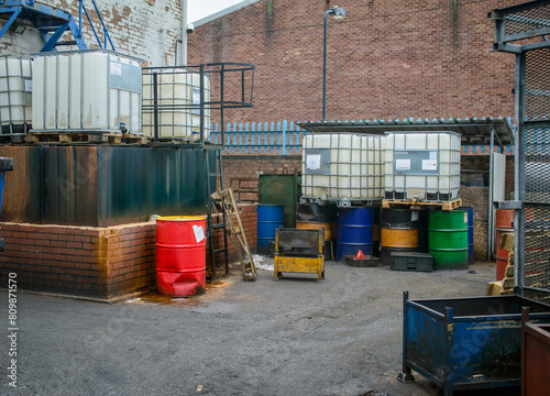 Chemical storage compound at rear of factory