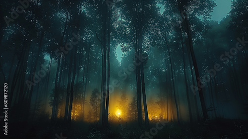 rays of light through the forest photo
