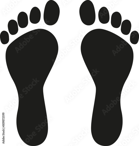 Footprint silhouette. Human footsteps shoe sole contour signs, people kids feet boots imprint for trail hiking trekking traceability. Vector isolated set
